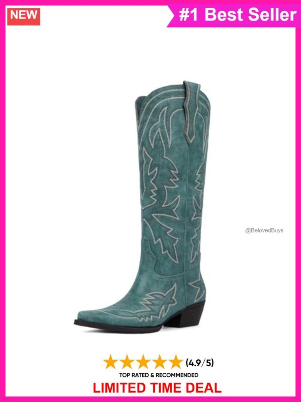 Women's Knee High Cowboy Boots Faux Leather Wide Calf Pull On Western